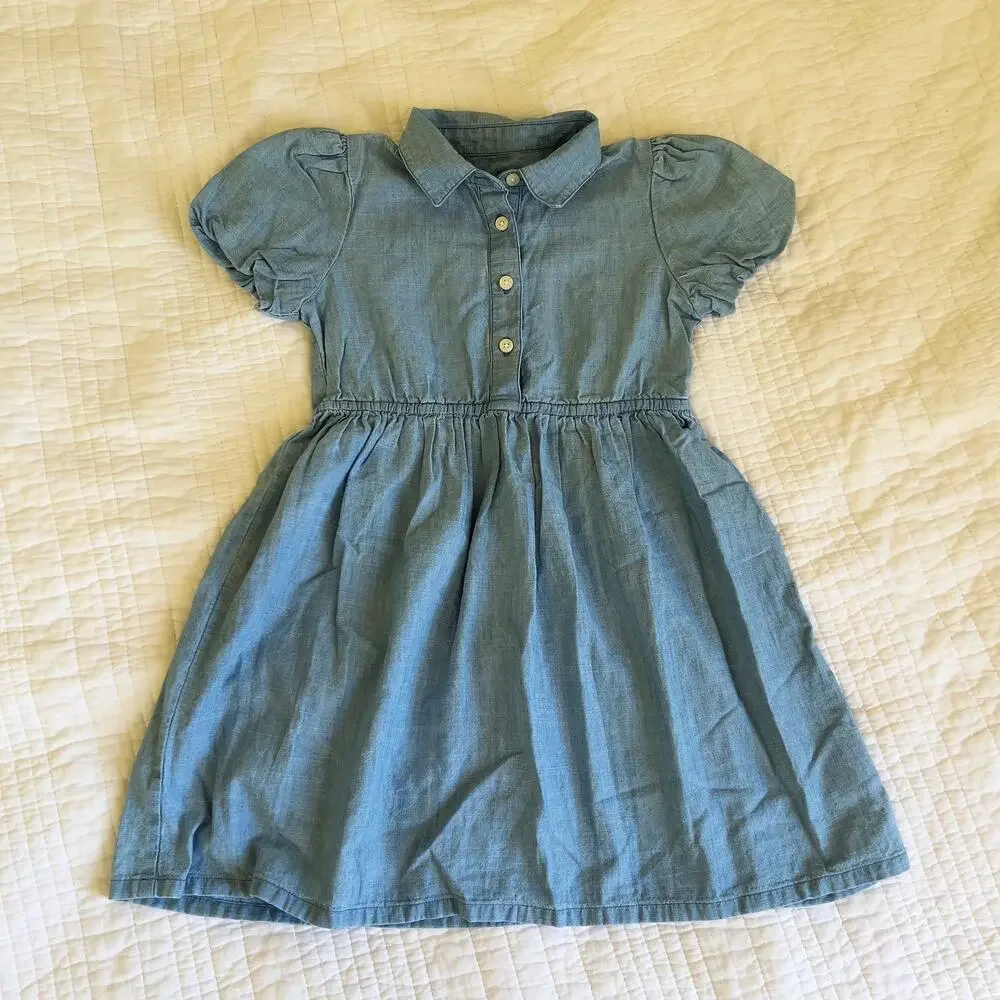 J.Crew Crewcuts Denim Chambray Dress Girls Size 6 Cotton